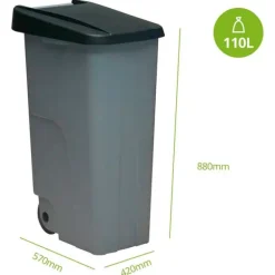 Skraldespande & Papirkurve>Denox Container Med Hjul 23450.090 110l Søvfarvet