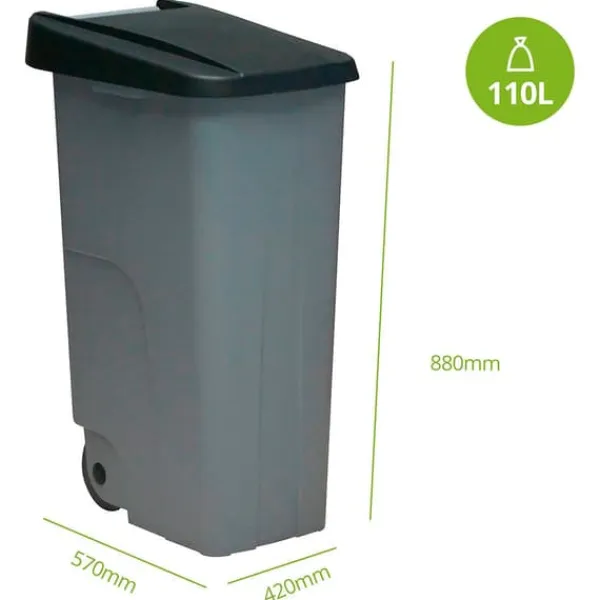 Skraldespande & Papirkurve>Denox Container Med Hjul 23450.090 110l Søvfarvet