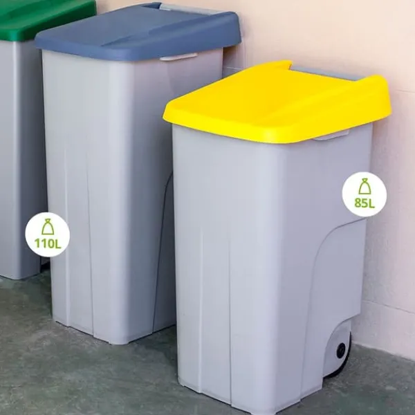 Skraldespande & Papirkurve>Denox Container Med Hjul 23450.090 110l Søvfarvet