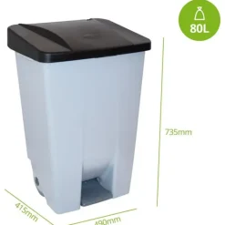 Denox Selektiv Skraldespand 23410.090 80l Hvid,Sort Hot