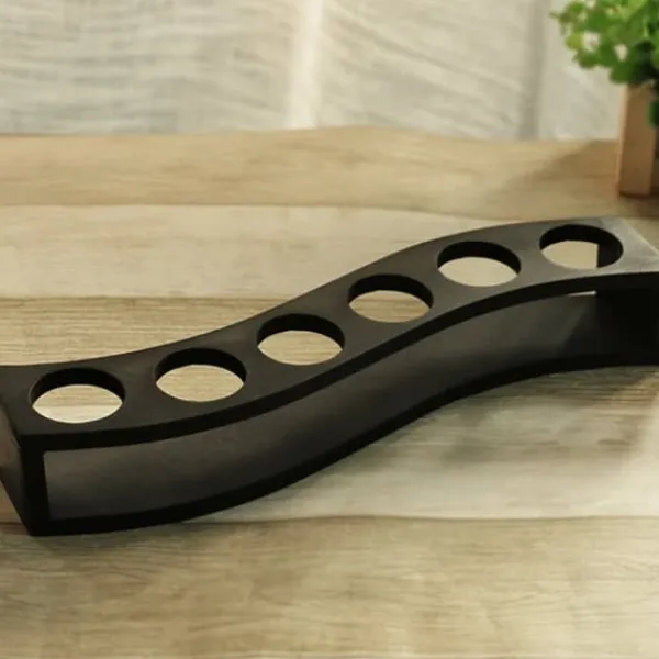 Vinflaskeholdere>Desktop Bambus 6 Flasker Vinkop Rack Glasholder Display Hylde Organizer