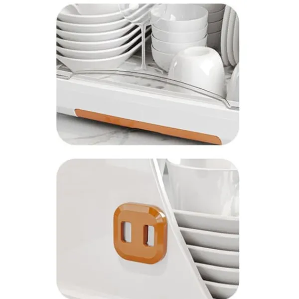 Opvaskestativer & Tørrestativer>Desktop kop opbevaringsstativ Støvtæt bordplade Multipurpope tørrestativ med låg til glas Te kop skål mælkeflasker Orange