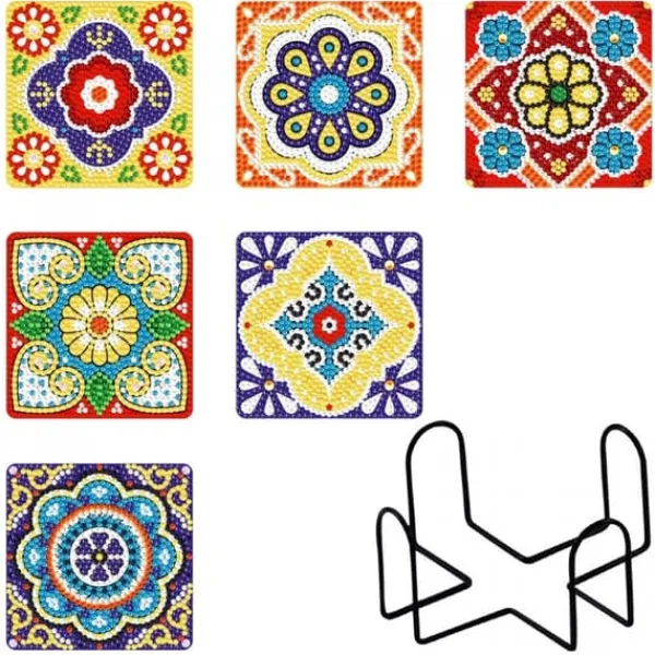 Diamantbroderi - Bordskånere - Firkantede 6 stk. - Mandalaer 4 Hot