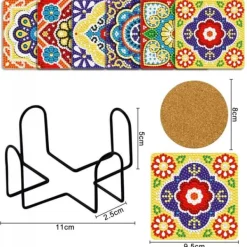 Diamantbroderi - Bordskånere - Firkantede 6 stk. - Mandalaer 4 Hot