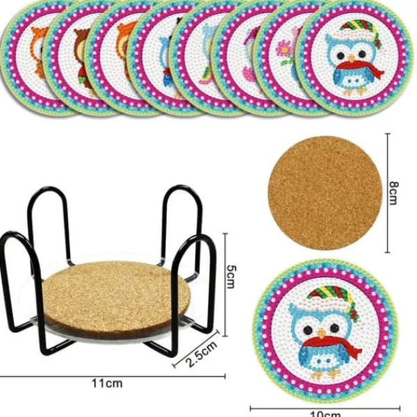 Bordskånere Til Glas>Diamantbroderi - Bordskåner Bordskånere til glas 8 stk - Ugler