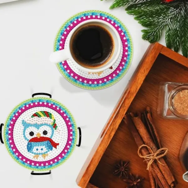 Bordskånere Til Glas>Diamantbroderi - Bordskåner Bordskånere til glas 8 stk - Ugler