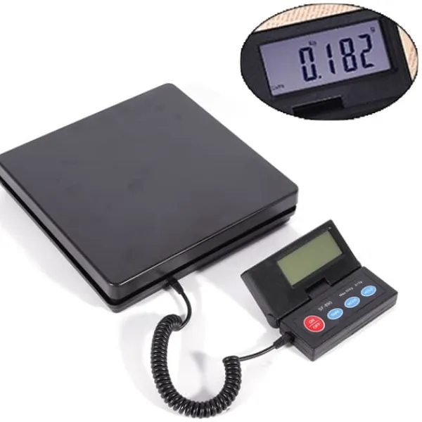 Køkkenvægte>Digital vægt, maksimal kapacitet 50 kg, LCD-display, foldbart design, egnet til køkken og hjemmebrug, drevet af 2 AAA-batterier