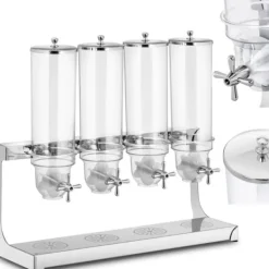 Dispenser dispenser til løse produkter, mysliflager, tørrede frugter og nødder, kaffe, 4 x 3,5 l Hot