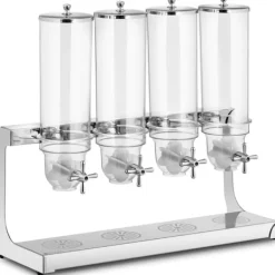 Dispenser dispenser til løse produkter, mysliflager, tørrede frugter og nødder, kaffe, 4 x 3,5 l Hot
