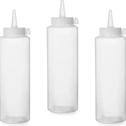 Saucekander>Dispenserflaske til kolde saucer, sæt med 3 stk. - gennemsigtig 0,35L - HENDI 557853