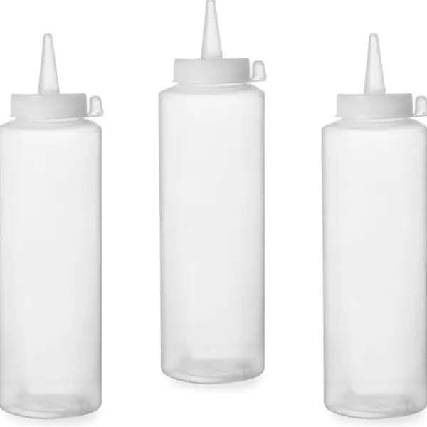 Saucekander>Dispenserflaske til kolde saucer, sæt med 3 stk. - gennemsigtig 0,35L - HENDI 557853