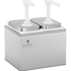Saucekander>Dobbelt dispenser til saucer med rustfri pumpe, 2 x 2 l