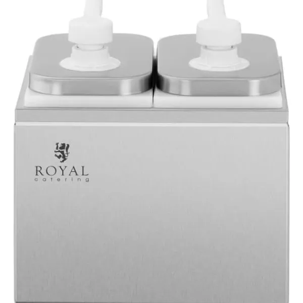 Saucekander>Dobbelt dispenser til saucer med rustfri pumpe, 2 x 2 l