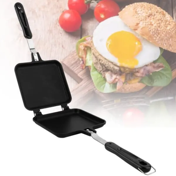 Brødristere, Raclettegrills Og Sandwichtoastere>Dobbeltsidet non-stick stegepande vaffeljern til kage, toast og sandwich