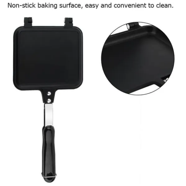 Brødristere, Raclettegrills Og Sandwichtoastere>Dobbeltsidet non-stick stegepande vaffeljern til kage, toast og sandwich
