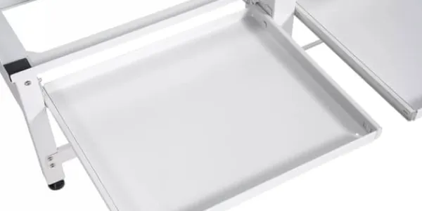Vaskemaskiner>Double Washing Machine Base Stand - White Metal - Holds 2 Appliances, with Storage Drawers