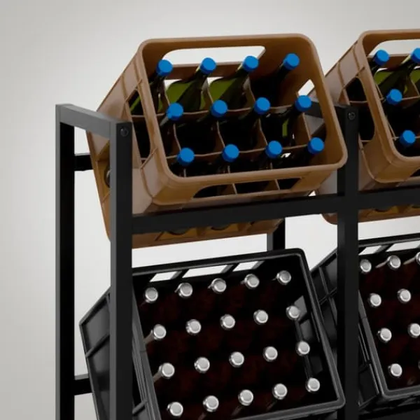 Vinflaskeholdere>Drikke kasseholder Stapel - Bottess Rack - Stilfuld drikkeopbevaring, rustfrit stål | Farve: sort | Størrelse: 75x91x31 cm