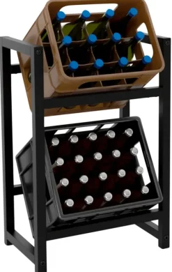 Vinflaskeholdere>Drikke kasseholder Stapel - Bottess Rack - Stilfuld drikkeopbevaring, rustfrit stål | Farve: sort | Størrelse: 75x47x31 cm