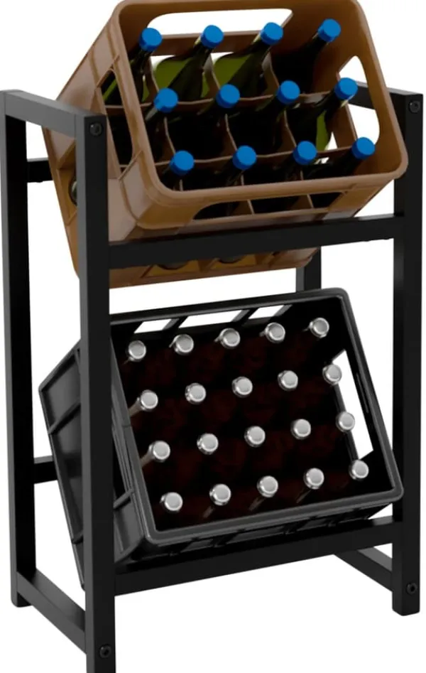 Vinflaskeholdere>Drikke kasseholder Stapel - Bottess Rack - Stilfuld drikkeopbevaring, rustfrit stål | Farve: sort | Størrelse: 75x47x31 cm