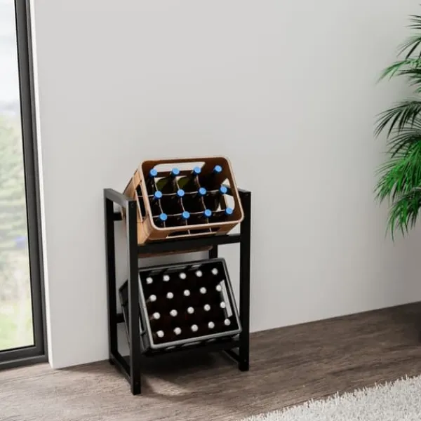 Vinflaskeholdere>Drikke kasseholder Stapel - Bottess Rack - Stilfuld drikkeopbevaring, rustfrit stål | Farve: sort | Størrelse: 75x47x31 cm