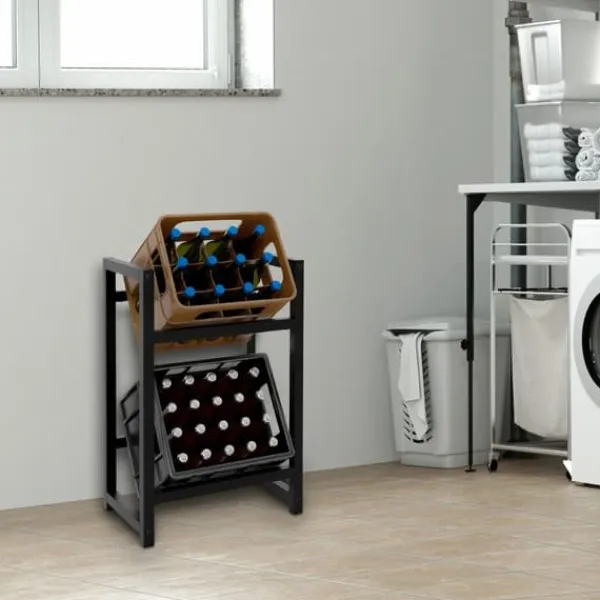 Vinflaskeholdere>Drikke kasseholder Stapel - Bottess Rack - Stilfuld drikkeopbevaring, rustfrit stål | Farve: sort | Størrelse: 75x47x31 cm