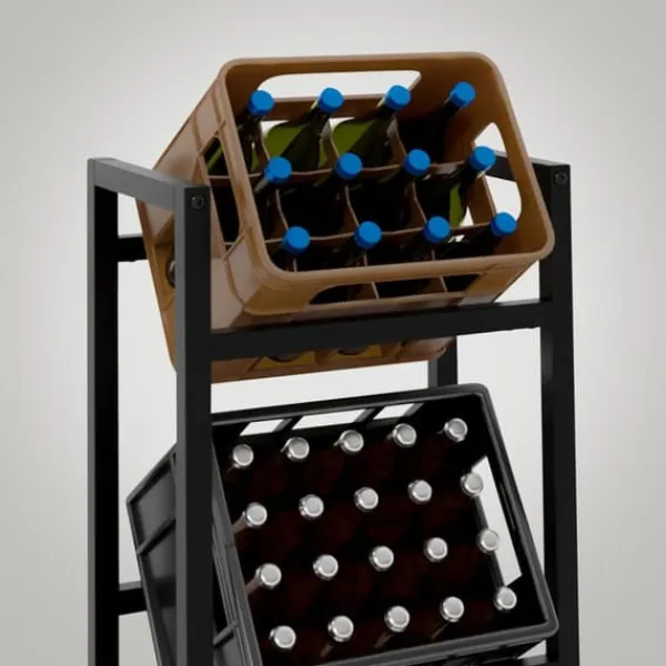 Vinflaskeholdere>Drikke kasseholder Stapel - Bottess Rack - Stilfuld drikkeopbevaring, rustfrit stål | Farve: sort | Størrelse: 75x47x31 cm