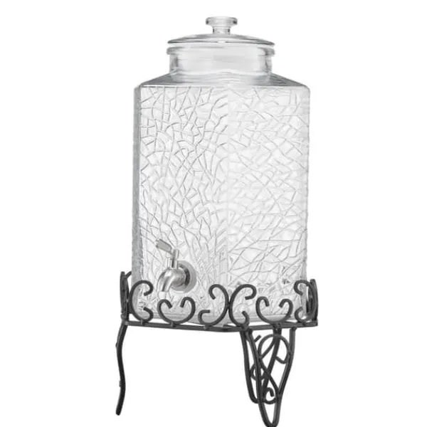 Drikkevareautomater>Drikkedispenser 10L, Festdispenser i Glas, robust Stativ, ideel til underholdning