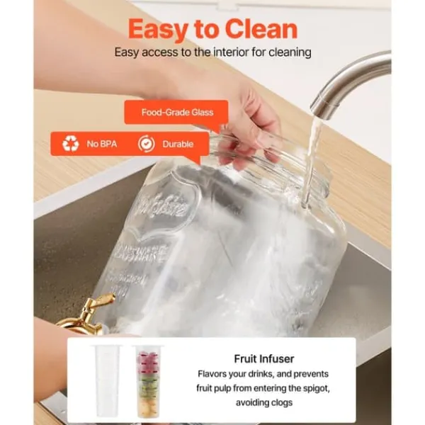 Drikkedispenser 8L, Glasdispenser til Fester, med Stativ, 2 Stykker Pakke Online