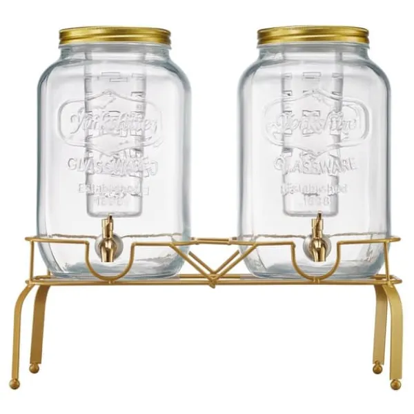 Drikkedispenser 8L, Glasdispenser til Fester, med Stativ, 2 Stykker Pakke Online