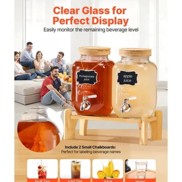 Drikkevareautomater>Drikkedispenser 3,8L, Glasdispenser til Fester, med Stativ, 2-Pakke