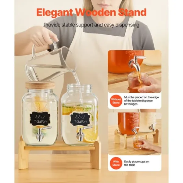 Drikkevareautomater>Drikkedispenser 3,8L, Glasdispenser til Fester, med Stativ, 2-Pakke