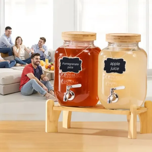 Drikkevareautomater>Drikkedispenser 3,8L, Glasdispenser til Fester, med Stativ, 2-Pakke