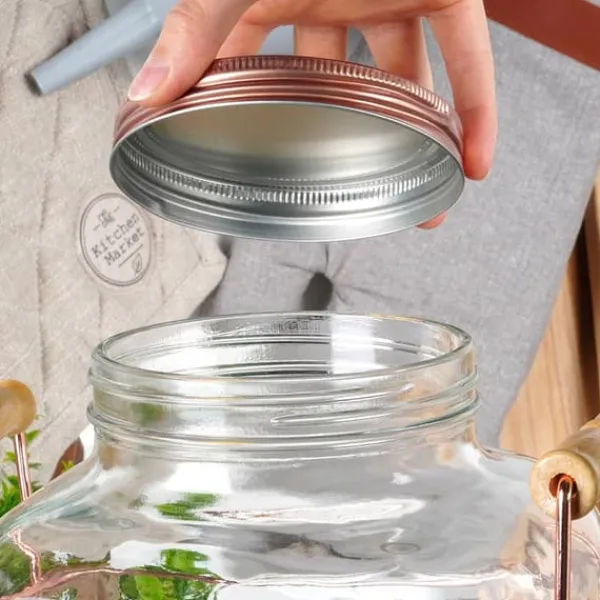 Drikkevareautomater>Drikkekrukke med hane og guldfod 4,2 l + 12 glas 200 ml