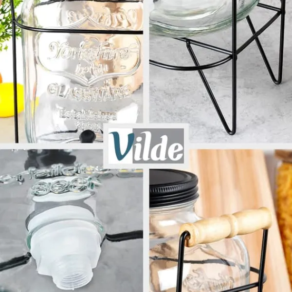 Drikkekrukke med hane og stativ, sort, 5,5 l Discount