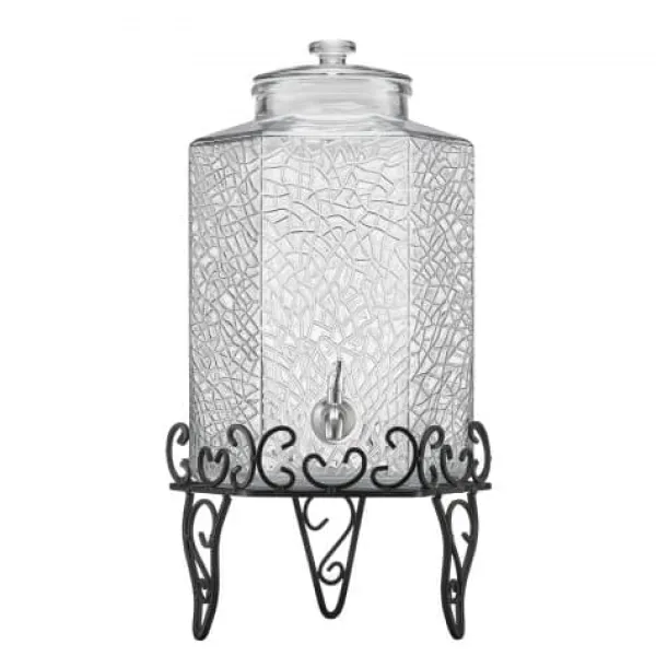 Drikkevareautomat, 40x21x21 cm, 10L, Glas, Transparent, Metalstativ Online