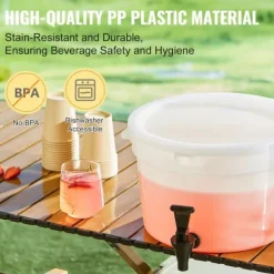 Drikkevaredispenser 3 gallon, plastikjuicedispenser med tap og låg, iste limonade vanddispenser til fester, holdbart design Online