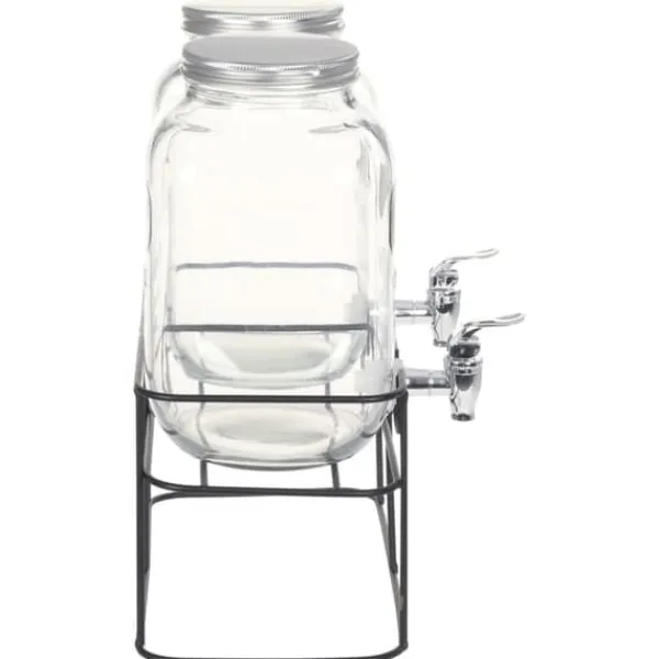 Drikkevaredispensersæt - 2 stk. glas med stativ | Volumen: 2 x 4 l | Vintage Stil Online