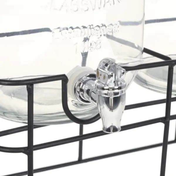 Drikkevaredispensersæt - 2 stk. glas med stativ | Volumen: 2 x 4 l | Vintage Stil Online