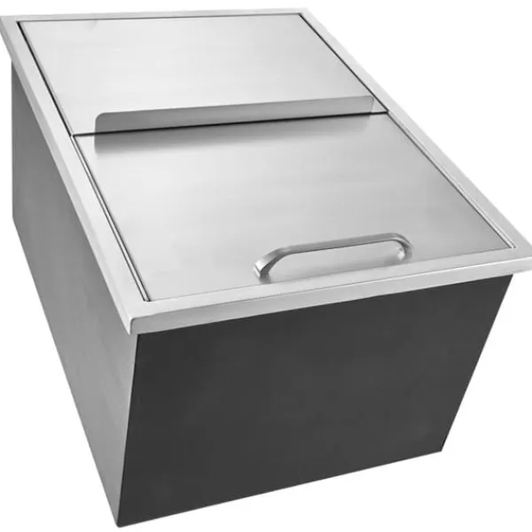 Isspande & Kølere>Drop-in-iskiste i rustfrit stål, 24"L x 18"B x 13"H, kommerciel isbeholder med skydedæksel, inkl. afløbsrør til kolde drikke.