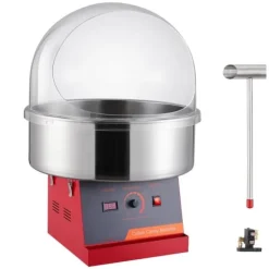 Elektrisk Candy Floss Maskine, 1000 W, Kommerciel Candy Maker med Låg, Rustfri Stålskål og Sukkerske, Ideel til Fest og Arrangementer Hot