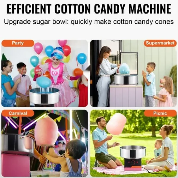 Maskiner Til Candyfloss>Elektrisk Candy Floss Maskine, 1000 W, Kommerciel Candy Maker med Rustfri Stålskål og Sukkerske, Ideel til Fest og Events