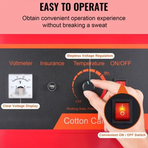 Maskiner Til Candyfloss>Elektrisk Candy Machine, 1000 W Fluffy Candy Maker, Kommerciel Candy Maskine med låg, Rustfri Stålskål, Sukkerske, Skuffe, Høj effektivitet