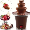 Fonduesæt>Elektrisk Chokoladefondue Fontæne – 3 Etager, Rustfrit Stål, Smelter Chokolade, Smør, Karamel – Perfekt Til Fester, Bryllupper Og Arrangementer