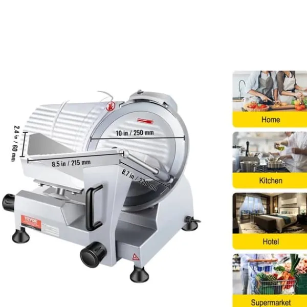 Kødskivere>Elektrisk Deli Madskærer, 240W Effekt, 350-400 RPM Skærehastighed,240W