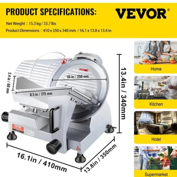 Kødskivere>Elektrisk Deli Madskærer, 240W Effekt, 350-400 RPM Skærehastighed,240W