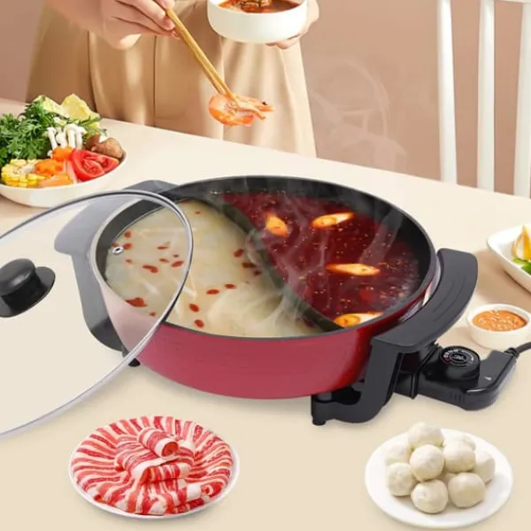 Elektrisk dobbelt hotpot, bordgryde, 6 L med låg, 1360 W, 220 V Sale