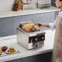 Elektrisk Frituregryde 3000W, 5,9L RVS, Opgradering, 200°C, Hurtig Opvarmning, Energi Effektiv. Online
