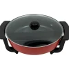 Elektrisk hot pot - Yin-Yang gryde - 30 cm dobbeltkammer - 6 l - 1360 W - 5 temperaturtrin - Glaslåg - Sort New