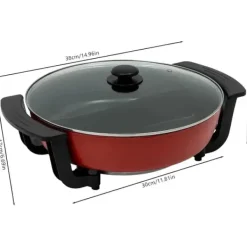 Elektrisk hot pot - Yin-Yang gryde - 30 cm dobbeltkammer - 6 l - 1360 W - 5 temperaturtrin - Glaslåg - Sort New