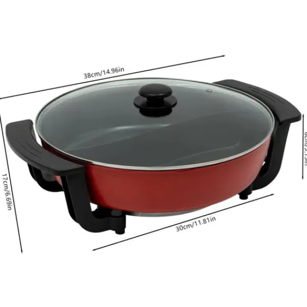 Elektrisk Hot Pot, Justerbar Temperatur, Stor Kapacitet,Rød Sort
